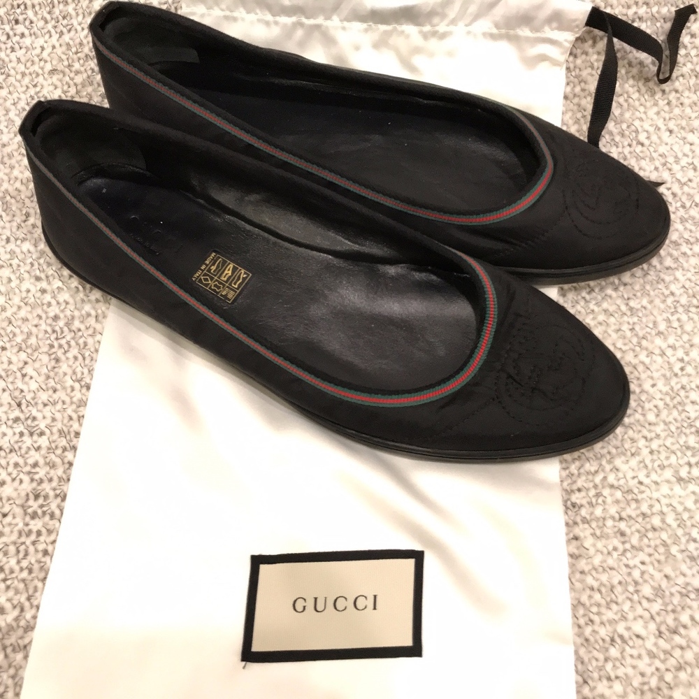 Gucci Black Nylon Flat 39.5